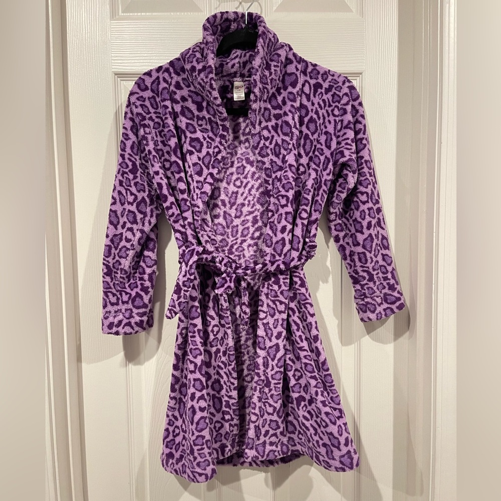 Purple Leopard Print Fuzzy Fleece Nightgown Clawdeen SO Flame Resistant Pajamas